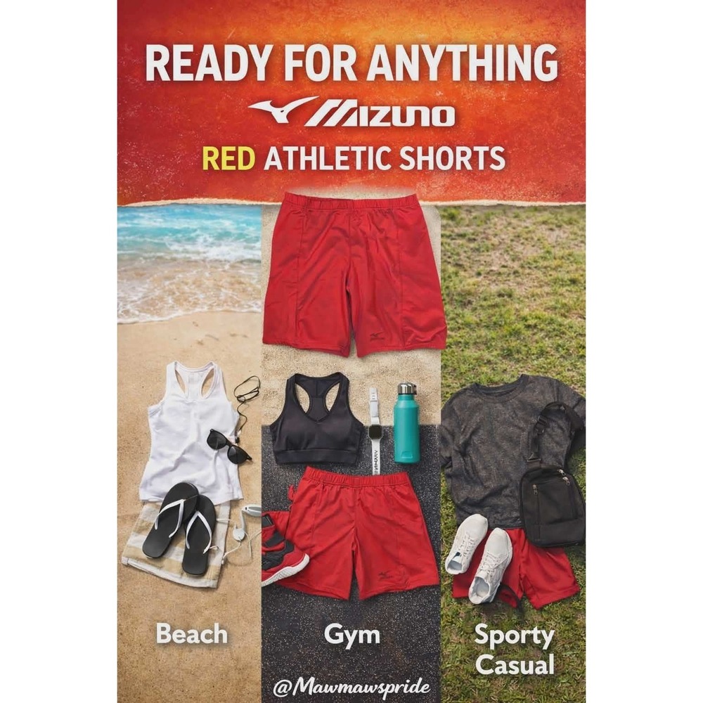 Mizuno Womens Red Athletic Shorts XL Gym Running Training Performance Workout